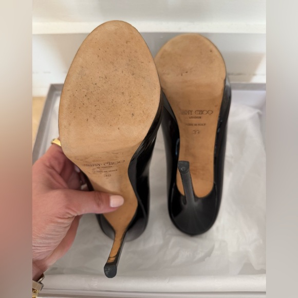 Jimmy Choo Black Patent Leather Heels SIZE 39 - Picture 3 of 4